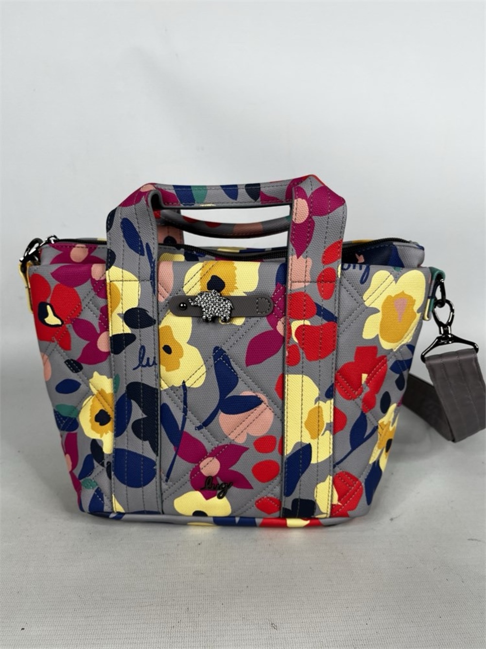 lug Floral Quilted Tote - Gray, Yellow, Red, Navy, Pink - Picture 2 of 9